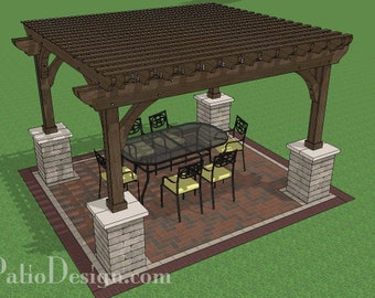 DIY 12' x 14' Pergola with Columns Plan
