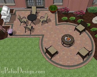 Plano de patio de bricolaje con plataforma para parrilla de 395 pies cuadrados. Pie.