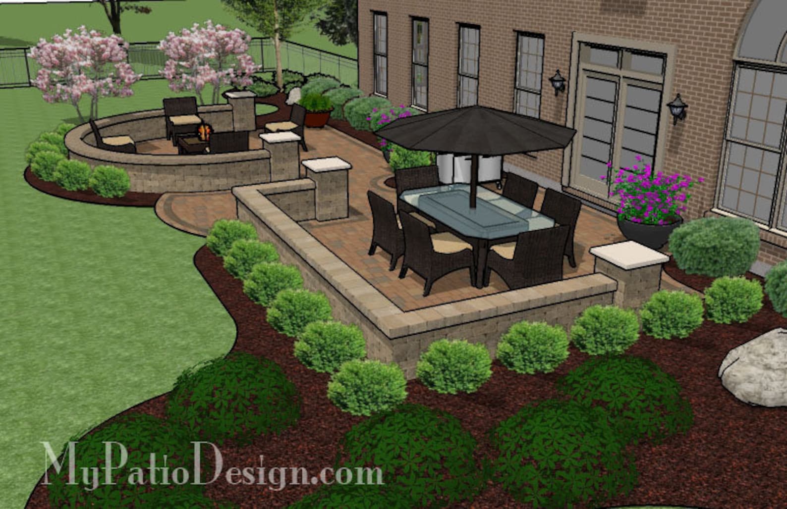 DIY Patio Plan With Two Seating Walls 705 Sq. Ft. Etsy