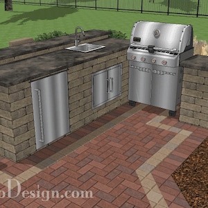 DIY Outdoor Kitchen with Refrigerator Plan for 36&quot; Grills
