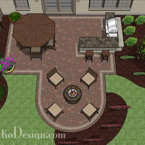 DIY Patio Plan With Two Seating Walls and Outdoor Grill Etsy