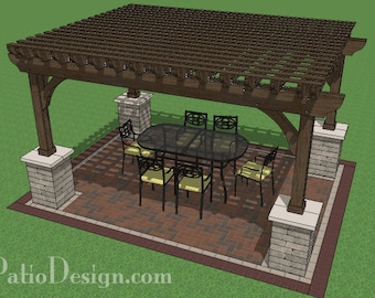 DIY 12' x 16' Pergola with Columns Plan