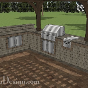 DIY Outdoor Kitchen Plan with Burner and Bar for 48" Grills