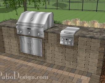 DIY Outdoor Kitchen Plan with Burner for Drop-In Grills 48" Wide