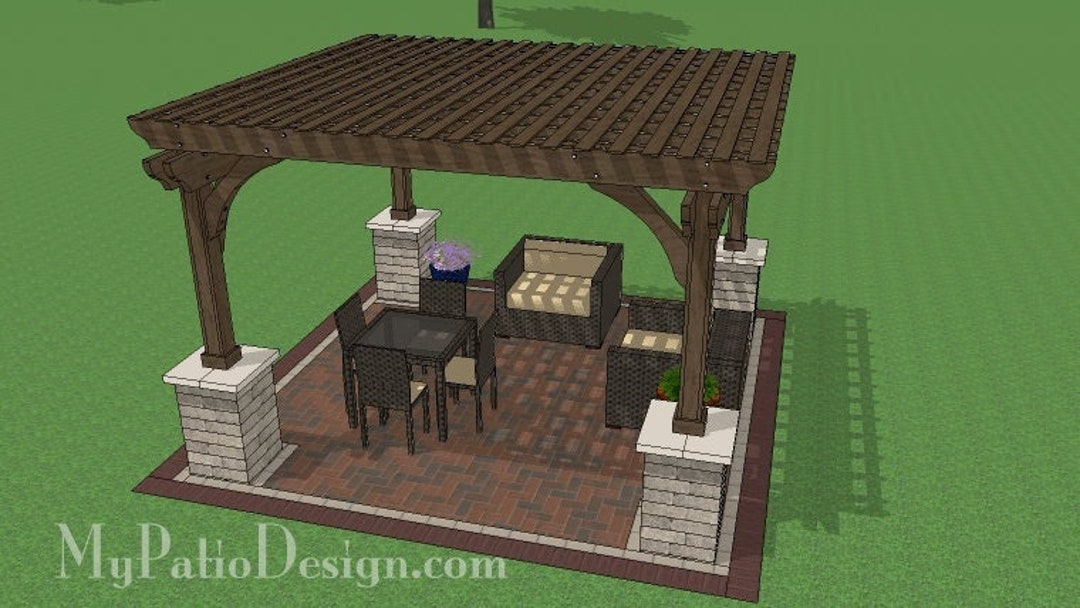 Diy 14 x 14 pergola with columns plan etsy