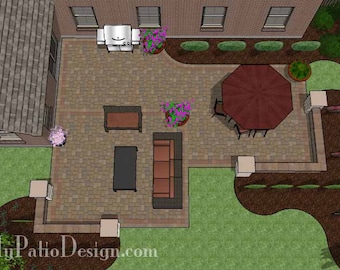 DIY Patio Plan with Two Seating Walls 680 Sq. Ft.
