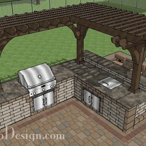 DIY Outdoor Küchenplan mit Pergola für 48" Grills