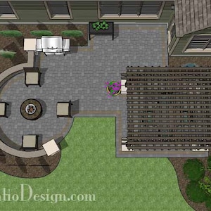 DIY Patio Plan with Seating Wall and Pergola 585 Sq. Ft.