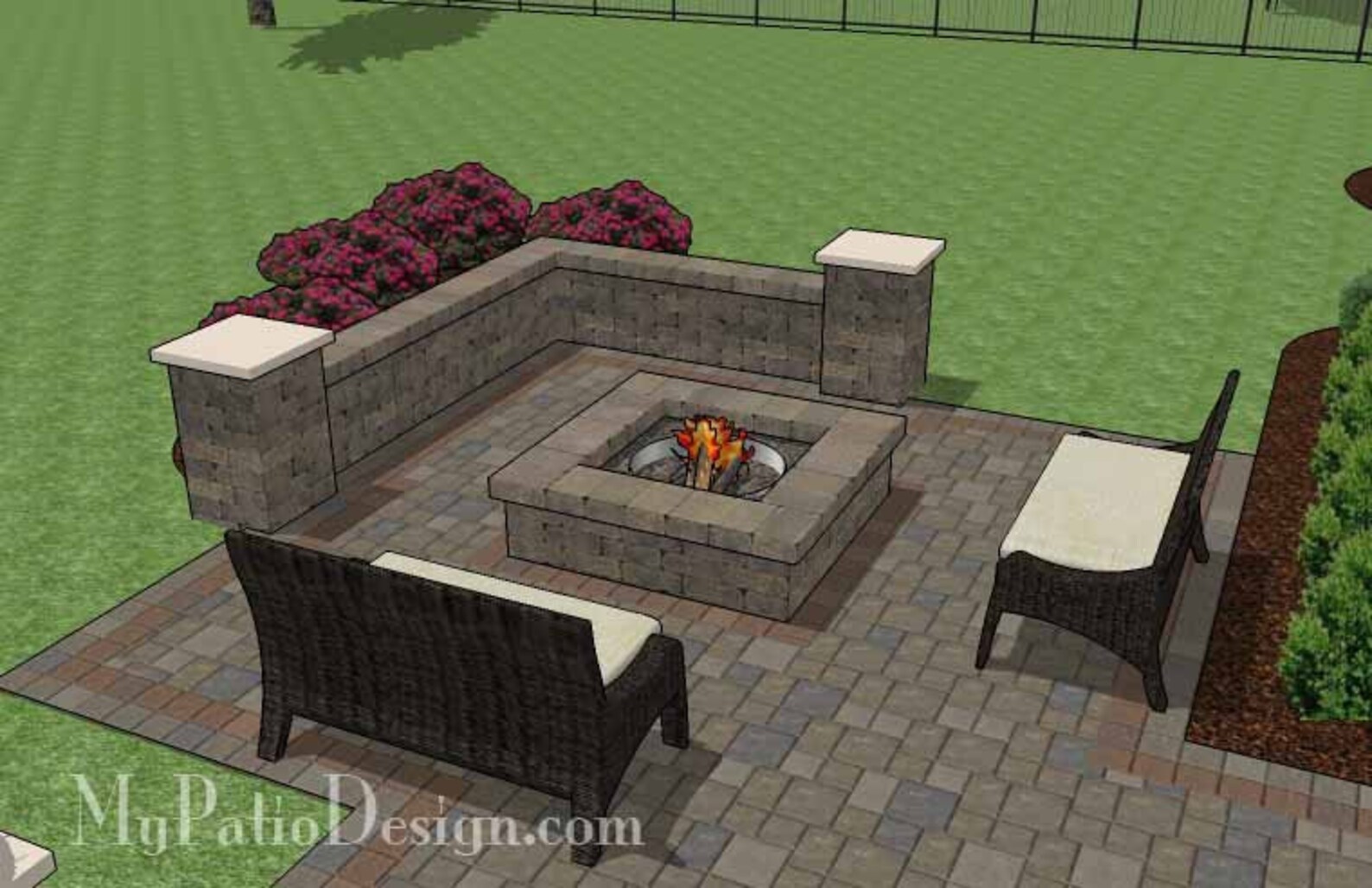 DIY Patio Plan With Two Seating Walls and Fire Pit 535 Sq. Ft. - Etsy
