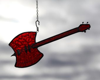 Marceline's Bass Guitar Stained Glass Suncatcher Adventure Time Handmade in USA