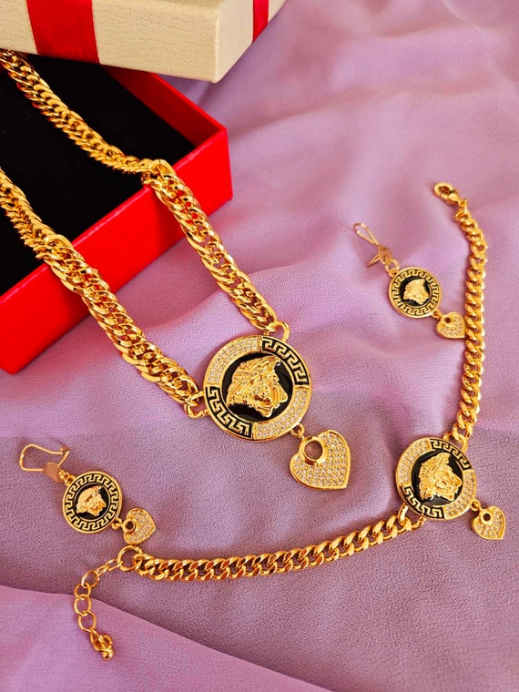 24k Gold Plated Necklace Bracelet Earrings Set Dubai Bridal