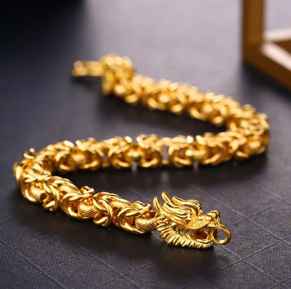 Gold Dragon Bracelet for Protection and Good Luck | Mens bracelet gold  jewelry, Dragon bracelet, Man gold bracelet design