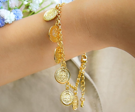 24k Real Gold Plated Coin Necklace Bracelet Earring Dubai Jewelry