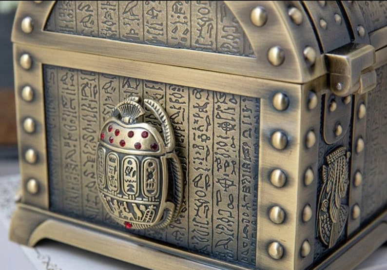 2 Layer Ancient Egypt Jewelry Box Egyptian Trinket Vintage Pharaoh