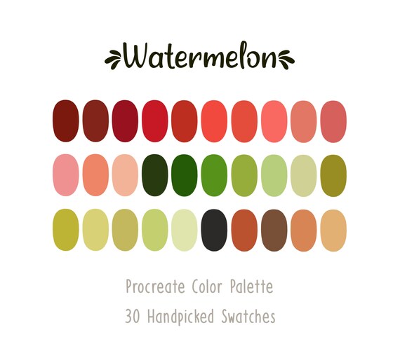 Watermelon Procreate Color Palette Color Swatches Instant Etsy