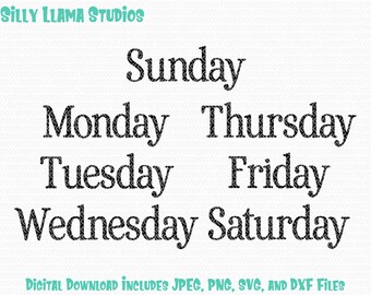 Days of Week Svg - Etsy