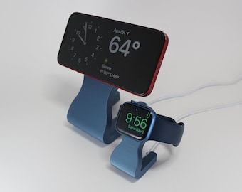 iPhone + Apple Watch Ladedock Combo, inklusive Ladegeräte - 3D gedruckte magnetische Ladeständer