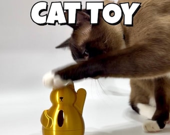 Wackeliges selbstaufrichtendes Katzenspielzeug – Interaktiver Lucky Cat Feeder – Maneki Neko Leckerlispender für Katzen