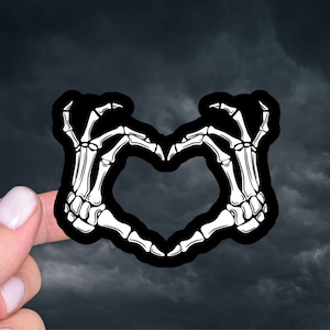 Heart-Shaped Skeleton Bone Hands Sticker, Skeleton Sticker, Goth Sticker, Skeleton Bones Sticker