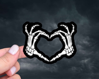 Heart-Shaped Skeleton Bone Hands Sticker, Skeleton Sticker, Goth Sticker, Skeleton Bones Sticker