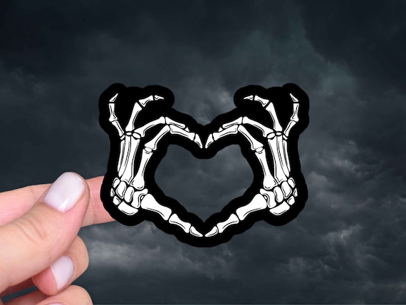 Heart-Shaped Skeleton Bone Hands Sticker, Skeleton Sticker, Goth Sticker, Skeleton Bones Sticker