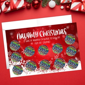 Naughty Christmas Scratch-Off Card, Sexy Holiday Greetings Gift for Couples, Lovers Scratch-Off Challenge,