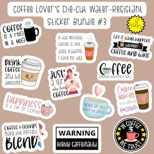 Lot d&#39;autocollants n° 3 pour amateur de café, autocollants pour café, lot d&#39;autocollants pour café mignon, lot d&#39;autocollants pour accro au café