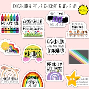 Disability Pride Sticker Bundle #1, Disability Pride Die-Cut Sticker Pack, Glossy Stickers, Teacher Stickers