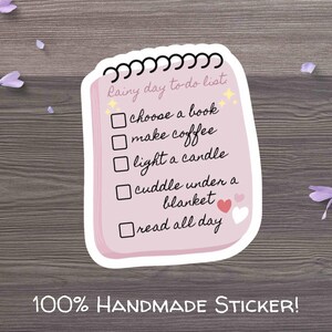 Cute Rainy Day To-Do List Die-Cut, Glossy Vinyl Sticker