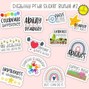 Disability Pride Sticker Bundle #2, Glossy Die-Cut Stickers for Disabled Persons, Sticker Pack, Teacher Sticker Bundle