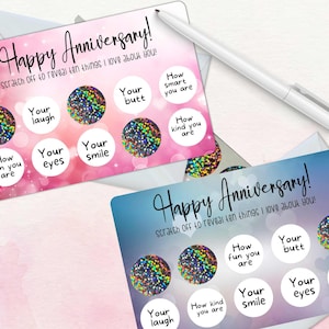 Carte d’anniversaire à gratter, Dix choses que j’aime chez toi, Carte d’amour, Carte pour lui ou elle, Carte d’amant, Carte d’anniversaire personnalisable