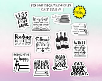 Book Lover Sticker Bundle #4, Bookish Die-cut Water-Resistant Sticker Bundle, Bookworm Stickers, Laptop Stickers, Stickers for Readers