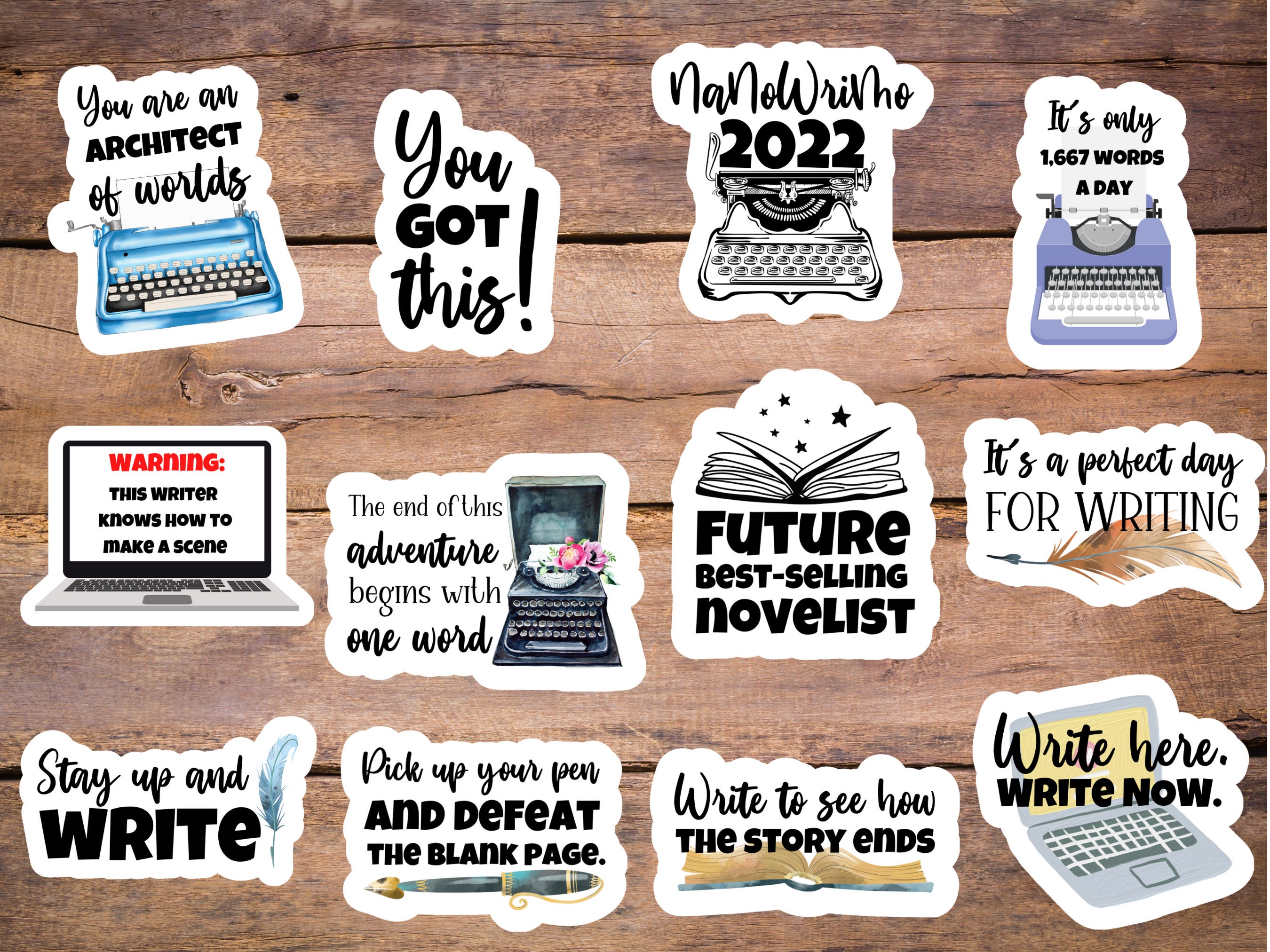 Nanowrimo Sticker Bundle Writing Sticker Bundle Stickers for - Etsy