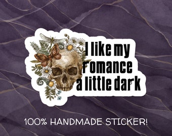 Dark Romance Reader Sticker: Skull & Flowers, Bookish Vinyl