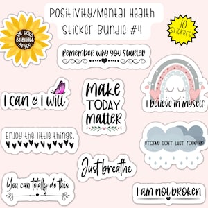Positivity Stickers: Mental Health Vinyl Die-Cut Bundle #4