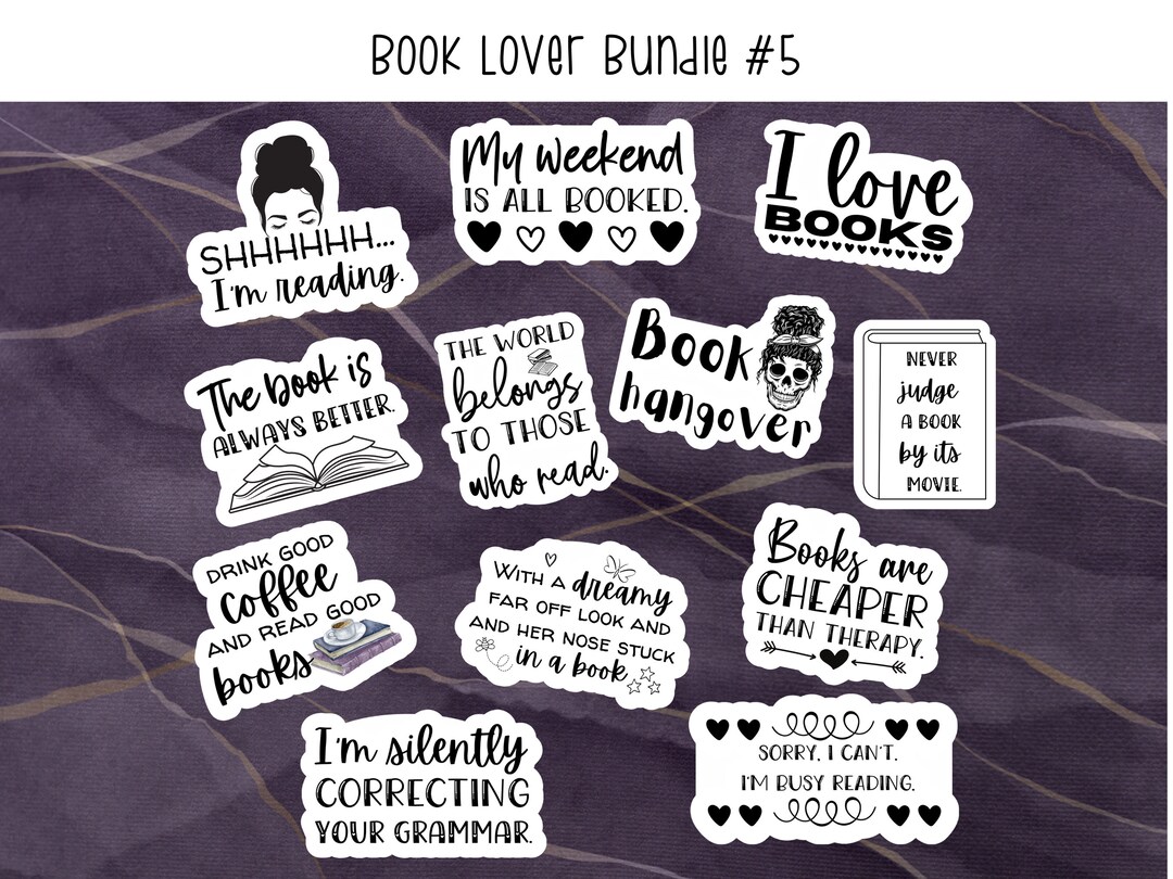 Book Lover Sticker Bundle: Water-resistant Vinyl Stickers - Etsy
