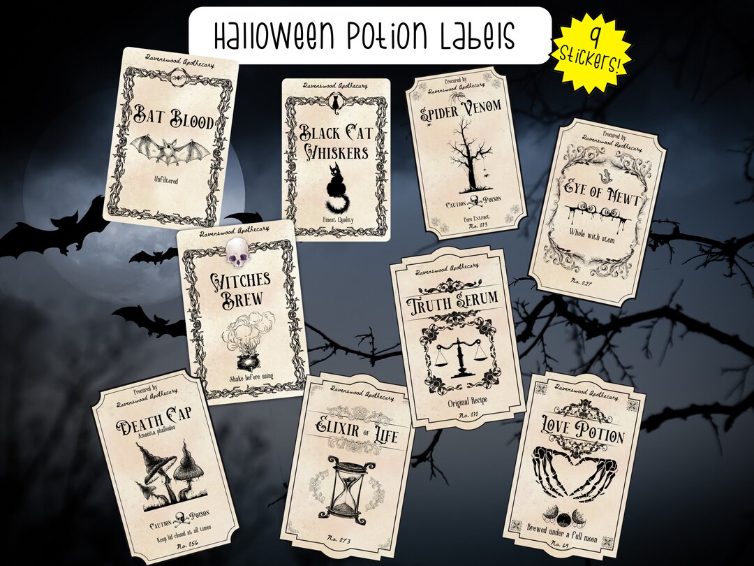 Vintage Halloween Potion Label Stickers: Apothecary Style - Etsy