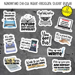 NaNoWriMo Sticker Bundle: Handgemachte Sticker für Writer (12 Sticker)