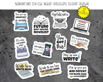 NaNoWriMo Sticker Bundle, Writing Sticker Bundle, Stickers for Writers, National Novel Writing Month Sticker Bundle