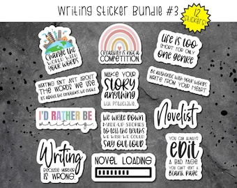 Writer's Die-Cut Sticker Bundle #3, Stickers for Writing Lovers, Laptop Stickers for Writers, Journal Stickers, Gifts for Writer
