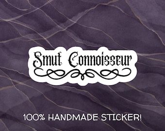 Smut Connoisseur Sticker: Spicy Romance Reader, handgemaakt vinyl