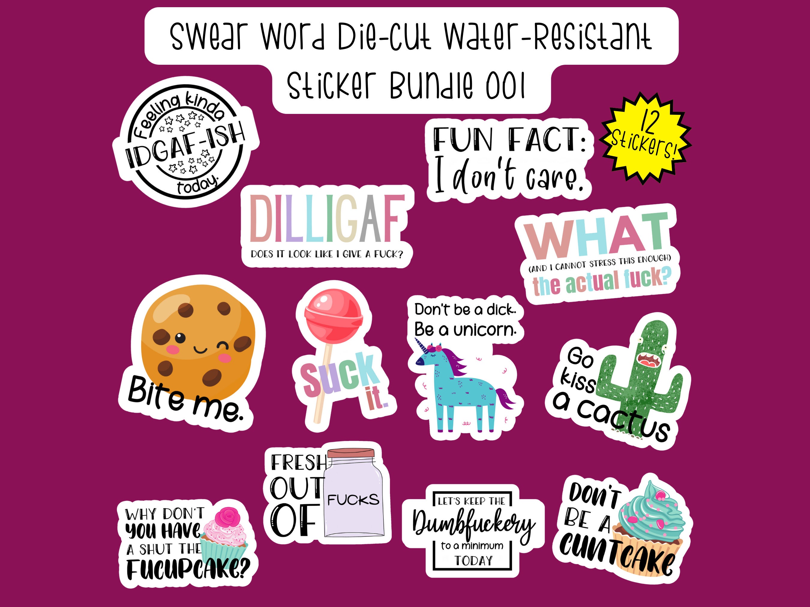 Swear Word Stickers, Profanity Stickers, Planner Stickers, Journal Stickers,  Adult Stickers, Swearing Stickers, Scrapbook Stickers 
