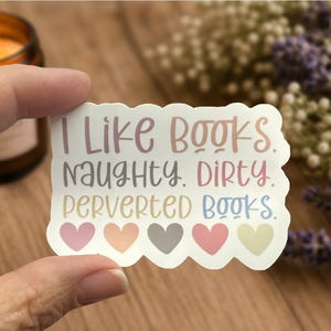 Autocollant en vinyle J'aime les livres, livres coquins, sales, pervers, autocollant lecteur de livre smutty, idée cadeau lecteur romanesque épicé