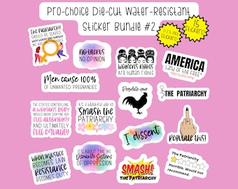 Pro-Choice 002 Die-Cut Sticker Bundle, Women&#39;s Rights Sticker Pack, Smash the Patriarchy Sticker Bundle, Human Rights for Women