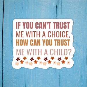 If You Can't Trust Me With A Choice, How Can You Trust Me With A Child? Pro Choice Women’s Rights Vinyl Water-Resistant Sticker