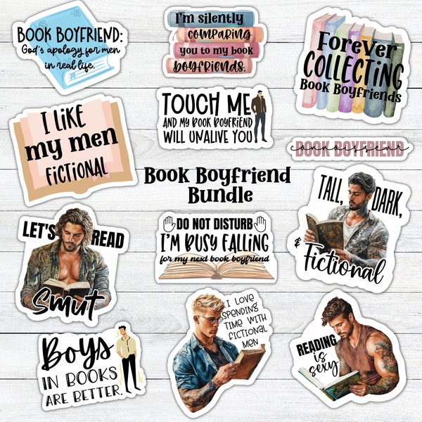 Book Boyfriend Sticker Bundle, Bookish Merch, Kindle Stickers