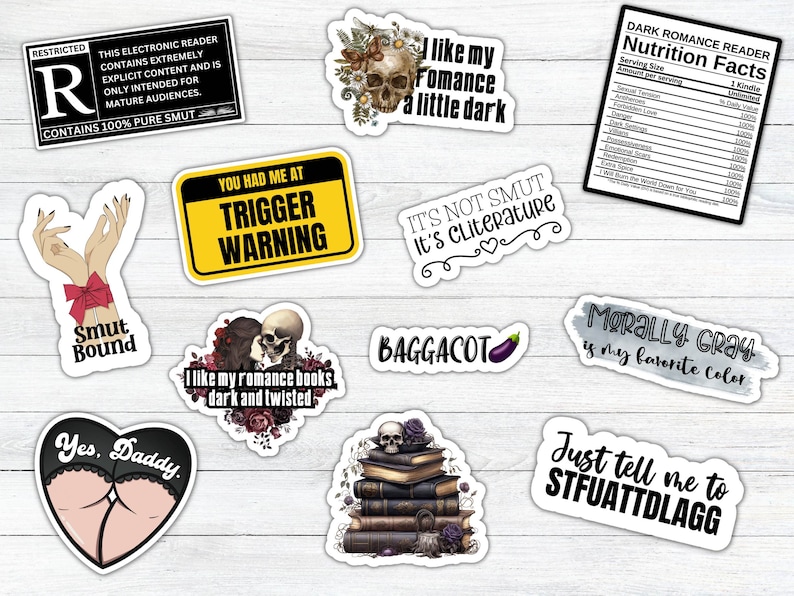 Dark Romance Vinyl Sticker Bundle – Gothic Book Lover Decals for Kindle ...