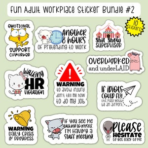 Funny Office Sticker Bundle: Adult Workplace Humor (10 Stickers)