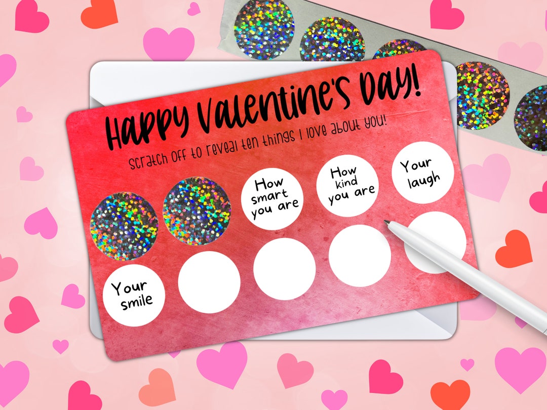 ArtCreativity Scratch Off Valentine Cards - 48 Pack Kids Classroom Craft Kit With Sticks