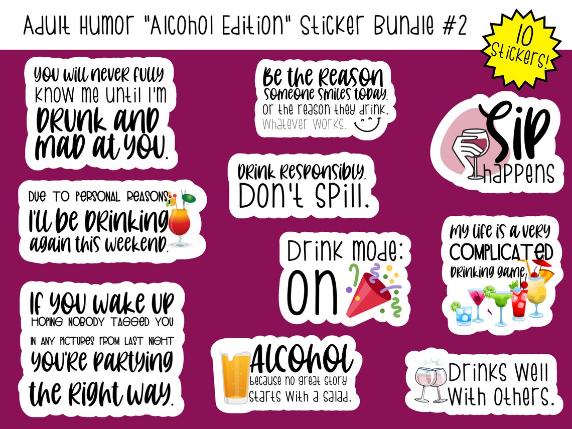 Funny Alcohol Sticker Bundle #2 - Etsy